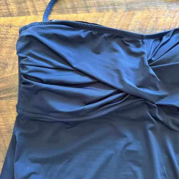 Garnet Hill Ruched Swim Dress Size 16 Navy Blue Padded Underwired Resortwear - Picture 7 of 10